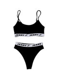 Bralette & Thong Loungewear - Black