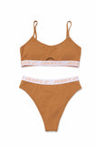 Bralette & Thong Loungewear - Khaki