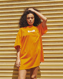ORANGE OVERSIZED MOCK NECK TEE