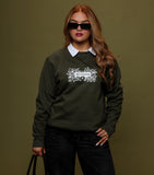 Jerry J “Born to Elevate” Doodle Sweatshirt – Olive Khaki